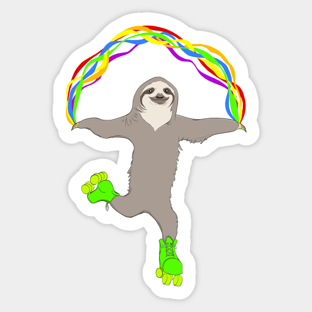 Roller Sloth Rainbow Sticker by CaseyHWilkinson